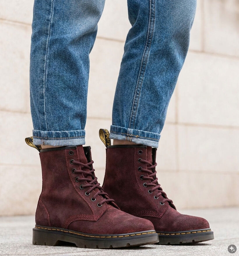 Dr. Martens Aprile 8 Eye Donkerrode Boots met Veters voor dames (375761) - geschikt voor steunzolen