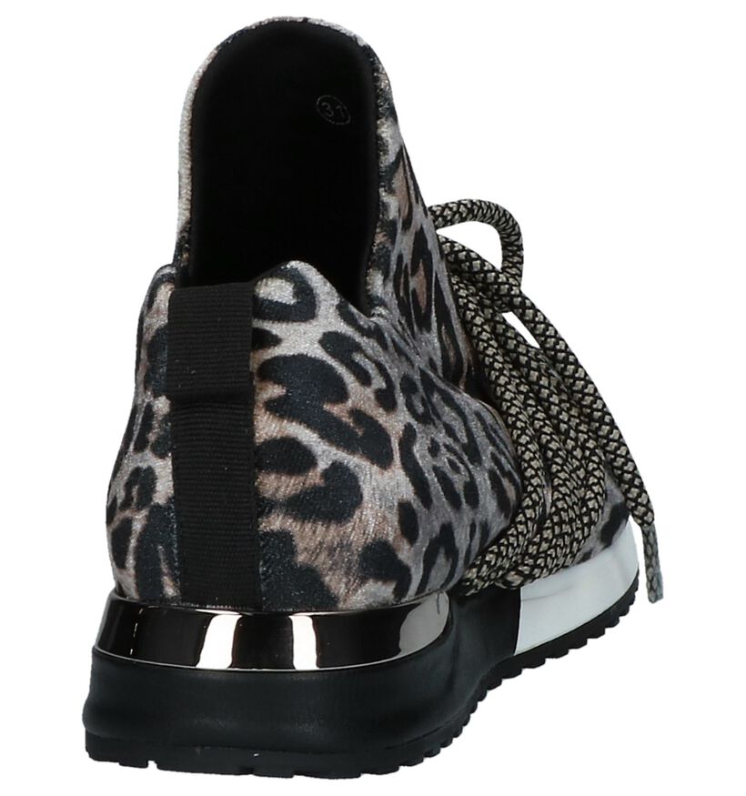 Bruine Slip-on Sneakers met Luipaardprint La Strada in stof (236120)