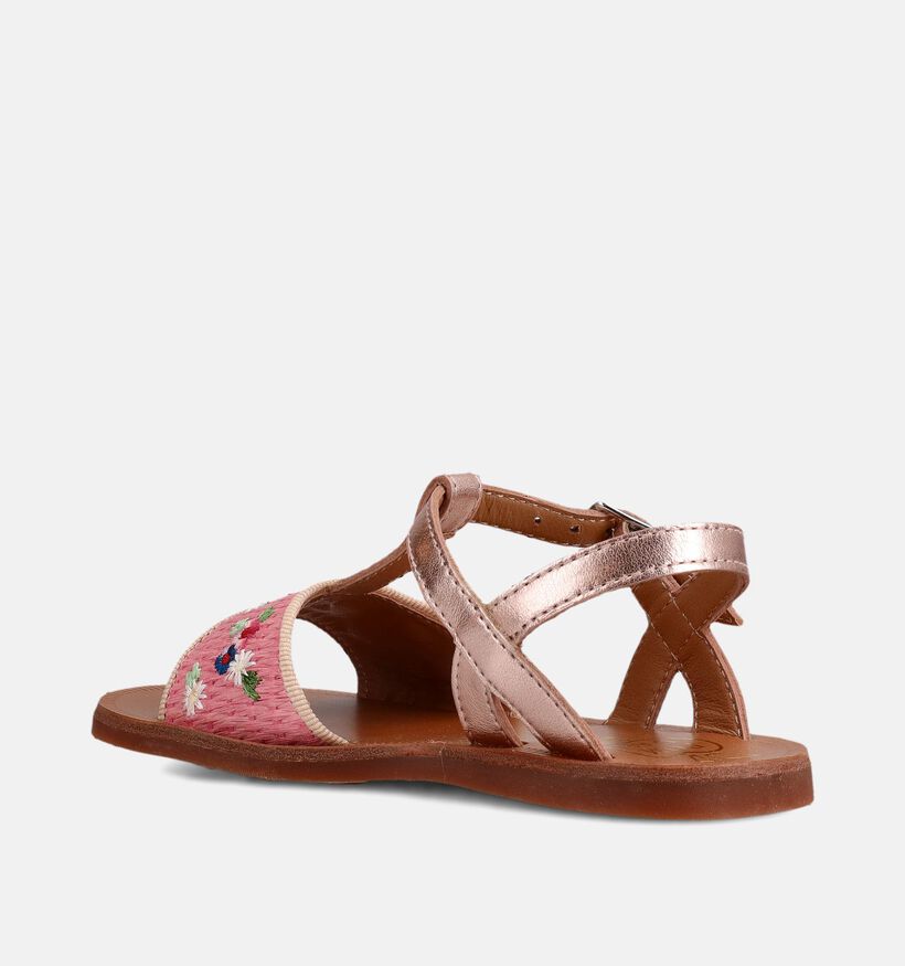 Pom d'Api Plagette Raphia Ros&eacute; Gouden Sandalen voor meisjes (370293)
