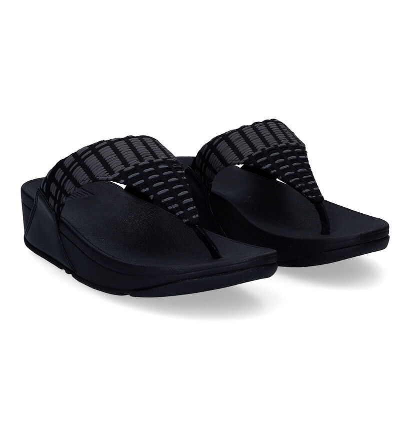 FitFlop Lulu Art Denim Tongs en Noir en textile (304862)