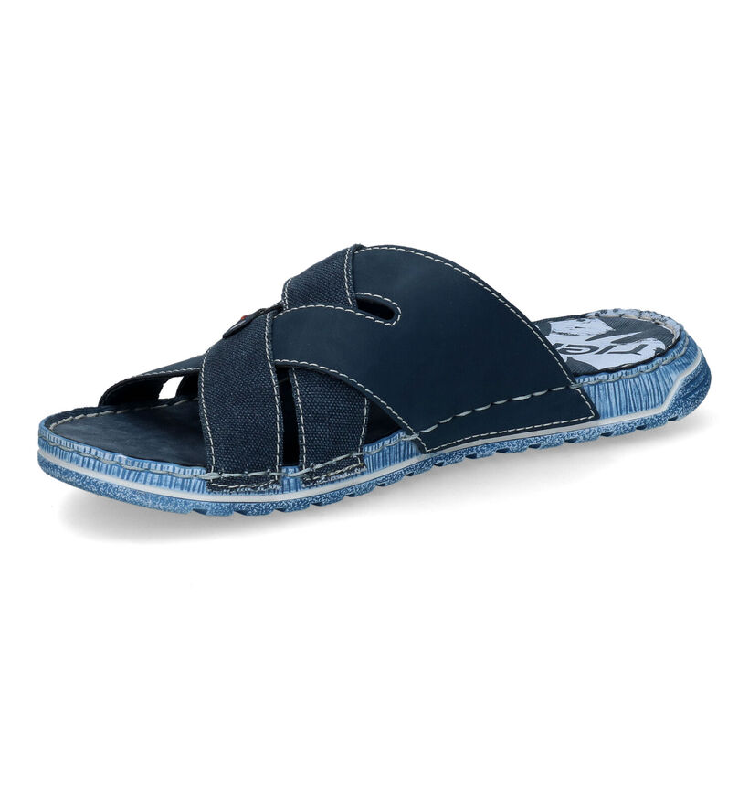 Rieker Blauwe Slippers in kunstleer (308588)