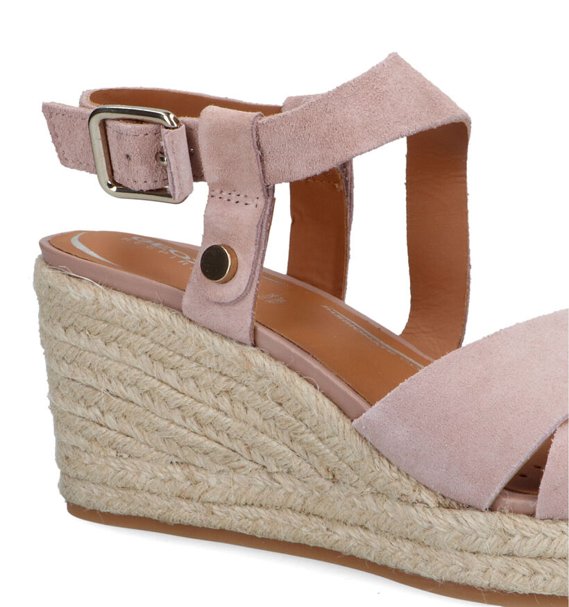 Geox Panarea Sandales avec talon compensé en Rose pour femmes (326685)