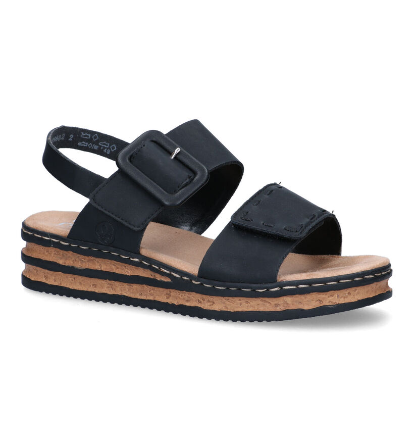 Rieker Sandales compensées en Noir en simili cuir (323681)