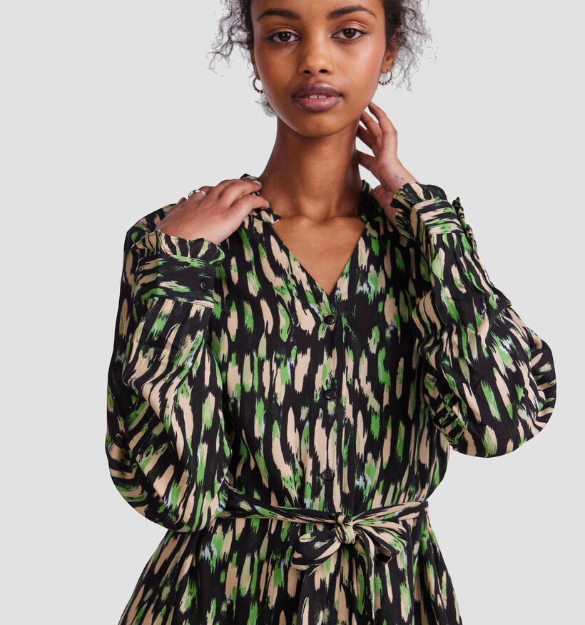 Pieces NYA Robe Chemise en Noir / Vert pour femmes (326796)