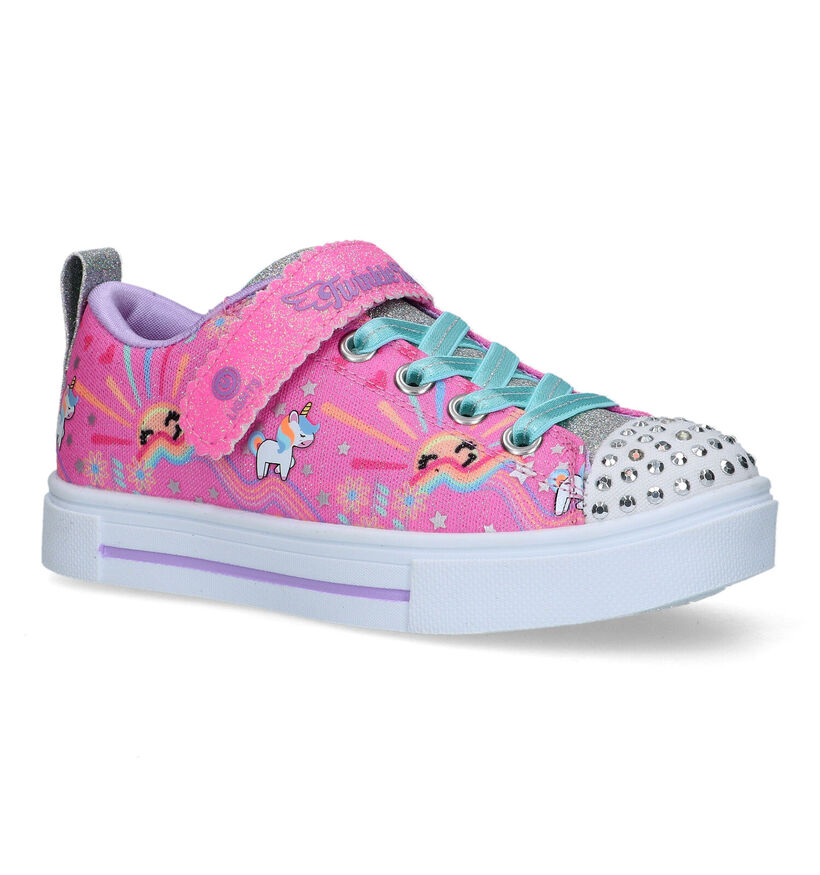Skechers Twinkle Sparks Baskets en Bleu en textile (318198)