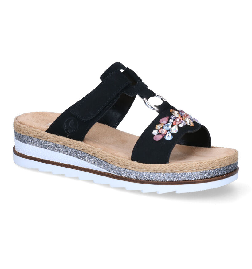 Rieker Zwarte Slippers in stof (307167)