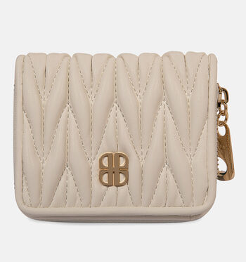 Ritsportemonnee beige