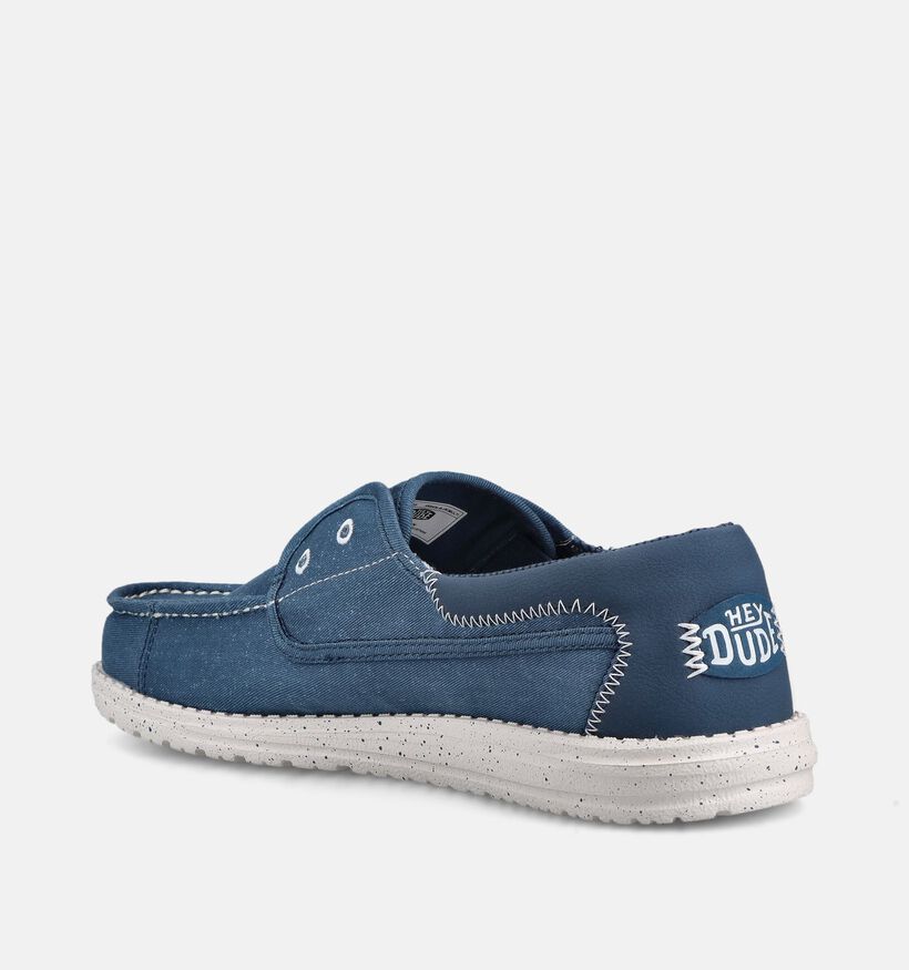 HEYDUDE Wally Cru Stretch Chaussures &agrave; enfiler en Bleu pour hommes (370093) - pour semelles orthop&eacute;diques