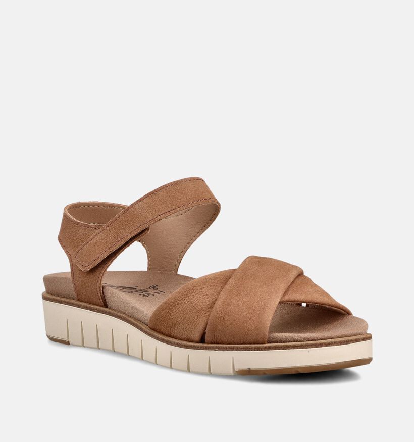 Solemade Sandales plates en Cognac pour femmes (371644) - pour semelles orthop&eacute;diques