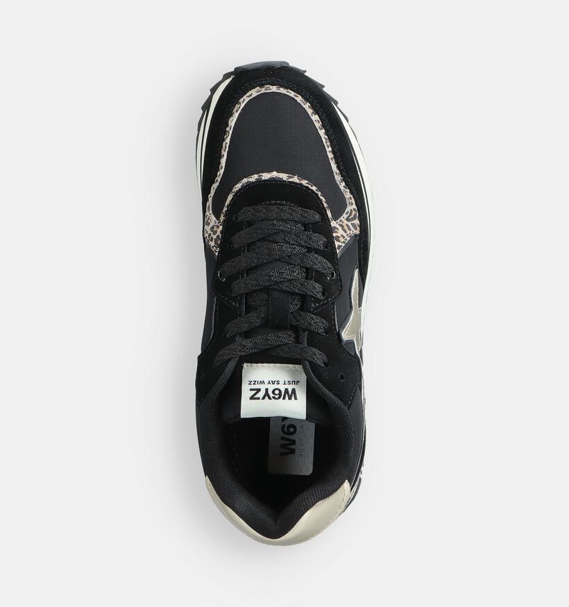 W6YZ Deva Zwarte/Gouden Platformsneakers voor dames (364046) - geschikt voor steunzolen