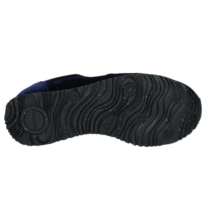 Woden Ydun Velvet Donker Blauwe Sneakers in velours (225715)