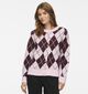 Vila Aggie Knit Argyle Gilet en Rose/Bordeaux pour femmes (379756)