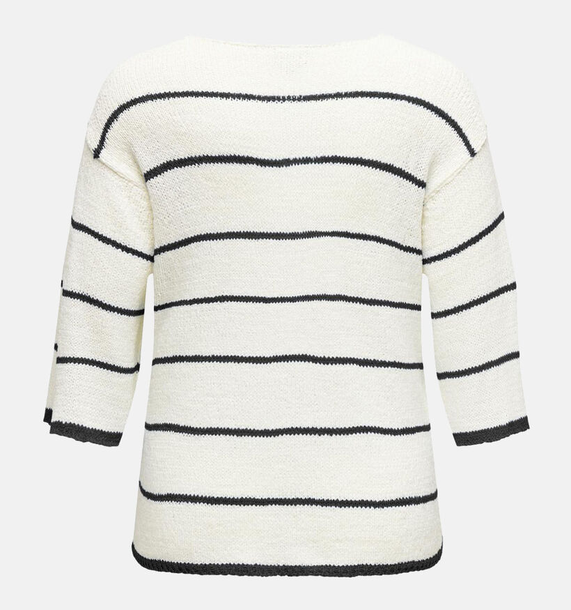 ONLY Carmakoma Geena Witte Gestreepte trui voor dames (343504)