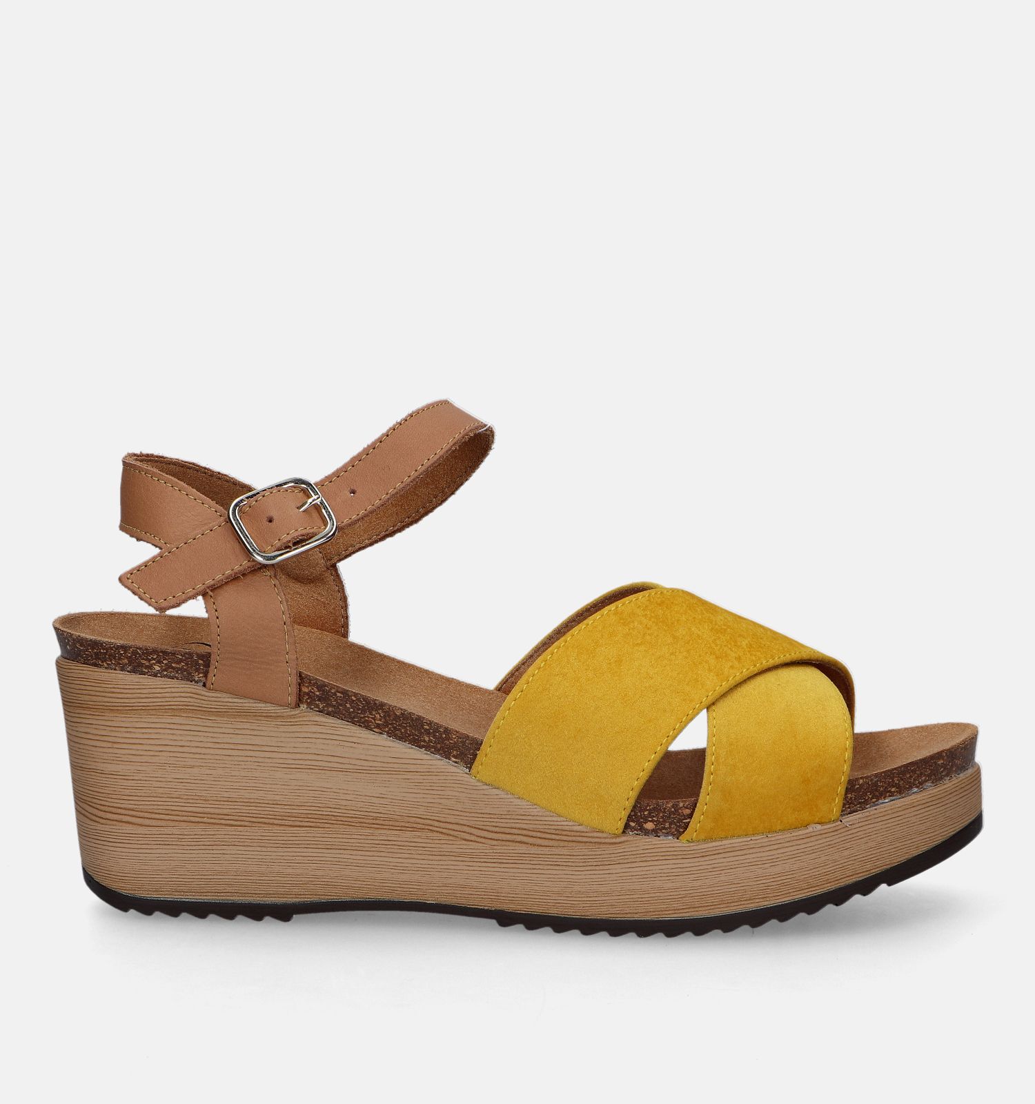 Gele sandalen met discount hak