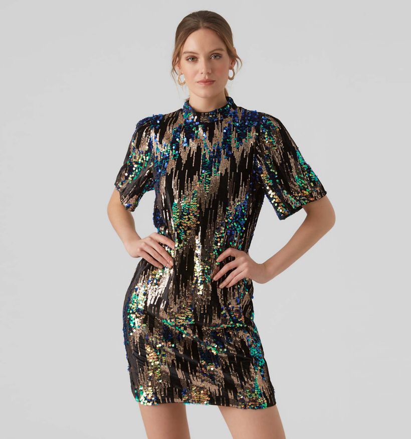 Vero Moda Sora Zwarte Kokerjurk met pailletten voor dames (332574)