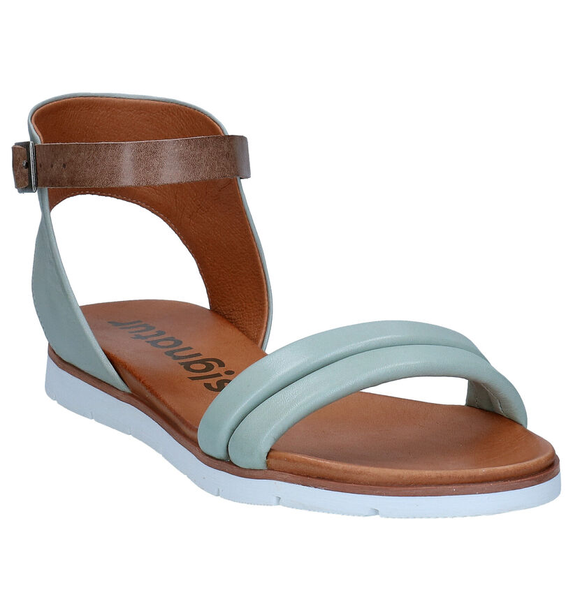 Signatur Sandales plates en Bleu clair en cuir (293035)