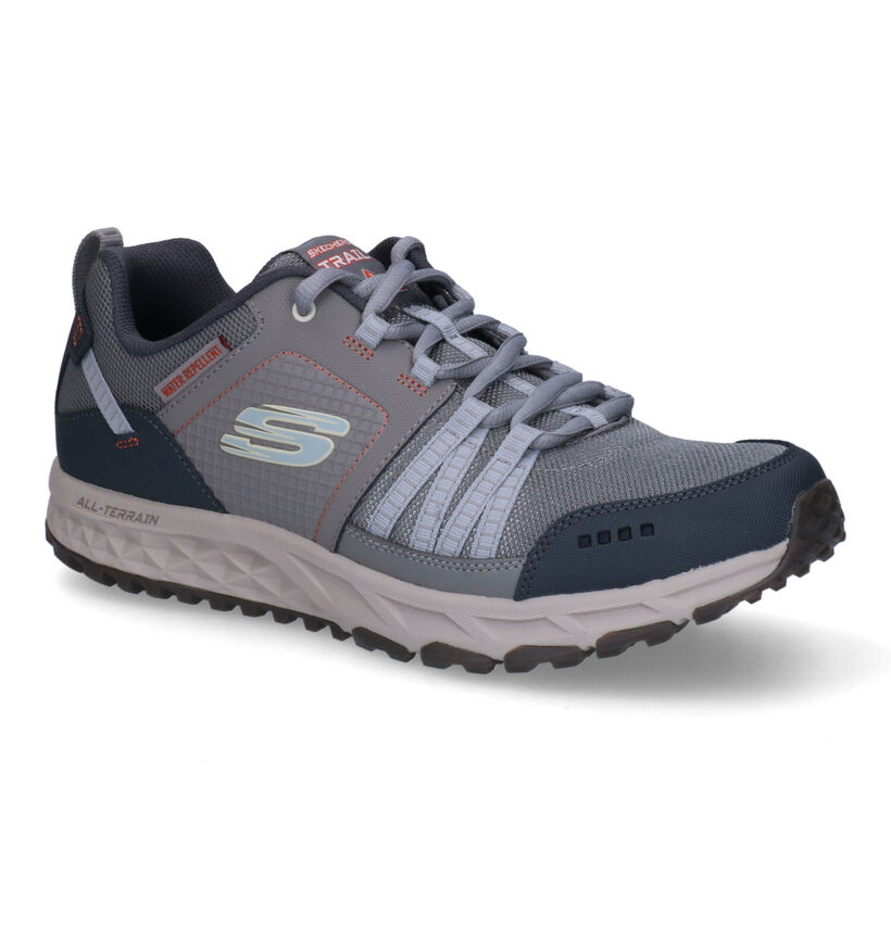 Skechers Escape Plan Grijze Wandelschoenen in stof (306015)