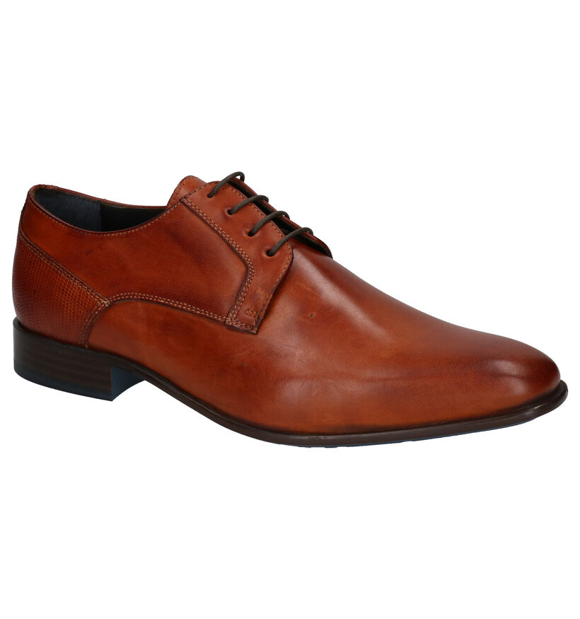 Via Borgo Cognac Veterschoenen in leer (279953)