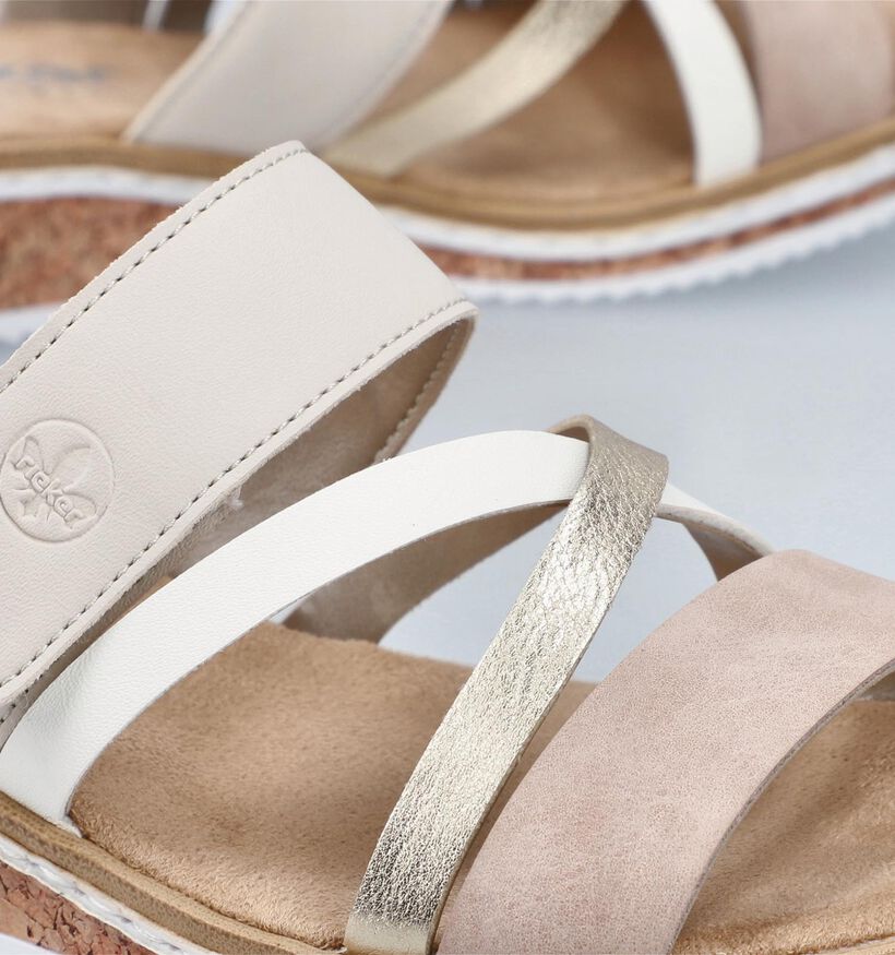 Rieker Beige Slippers met sleehak voor dames (354932)