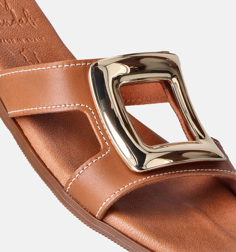 Oh My Sandals Cognac Platte slippers voor dames (357777)