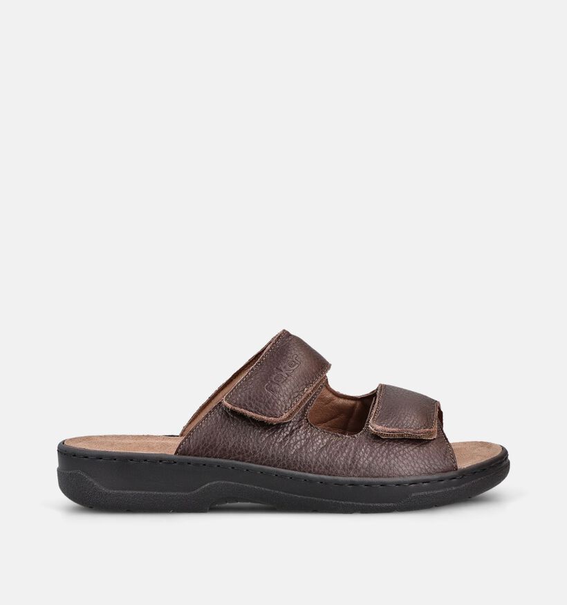 Rieker Nu-pieds en Brun fonc&eacute; pour hommes (370493) - pour semelles orthop&eacute;diques