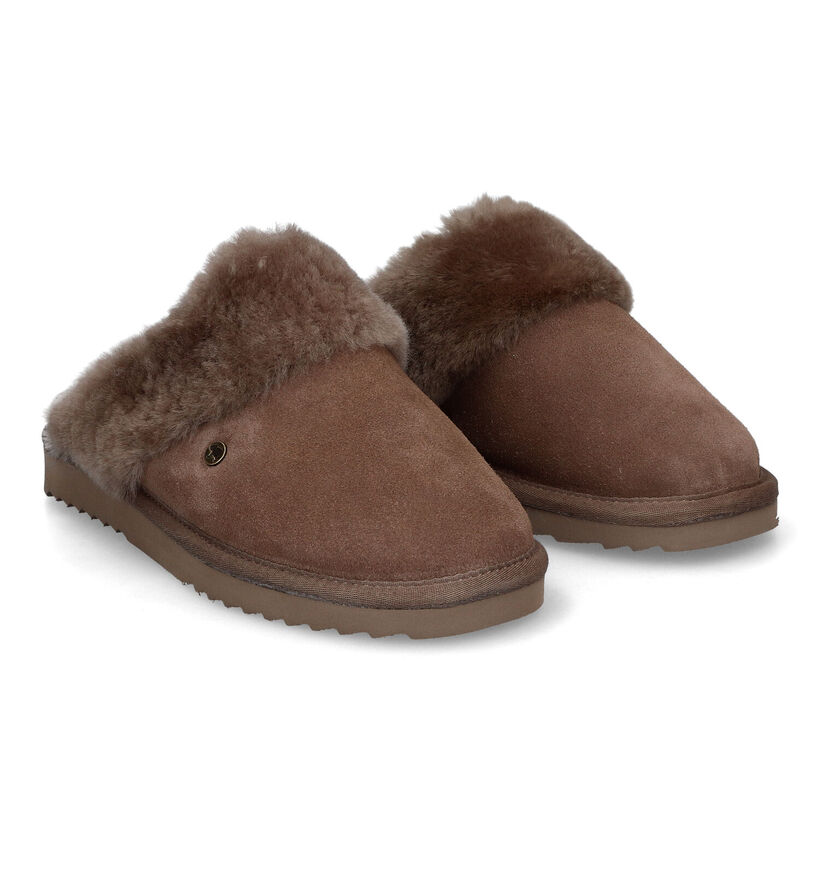 Warmbat Flurry Pantoufles en laine en Cognac pour femmes (329908)