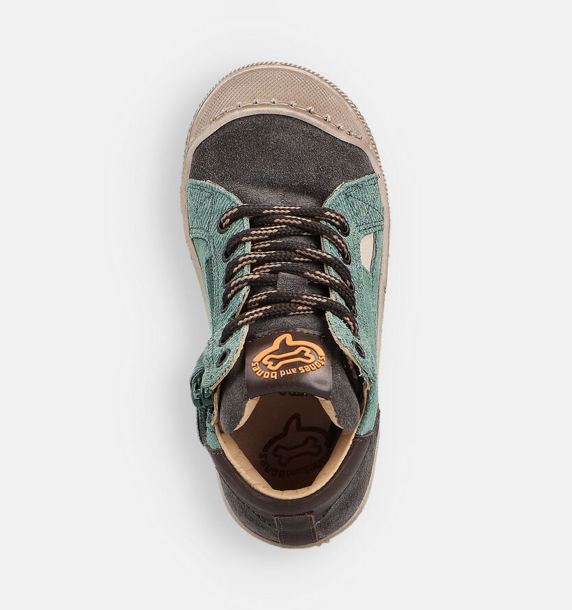 STONES and BONES Liam Chaussures hautes en Gris/Vert pour garçons (362019) - pour semelles orthopédiques