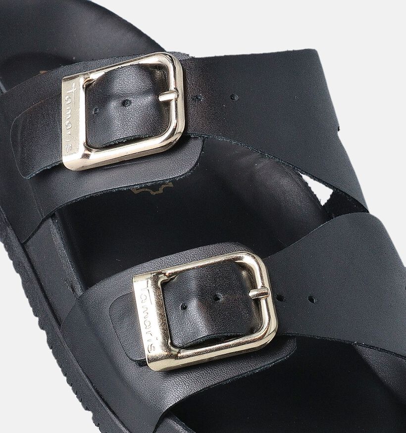 Tamaris Zwarte Platte slippers voor dames (356930) - geschikt voor steunzolen