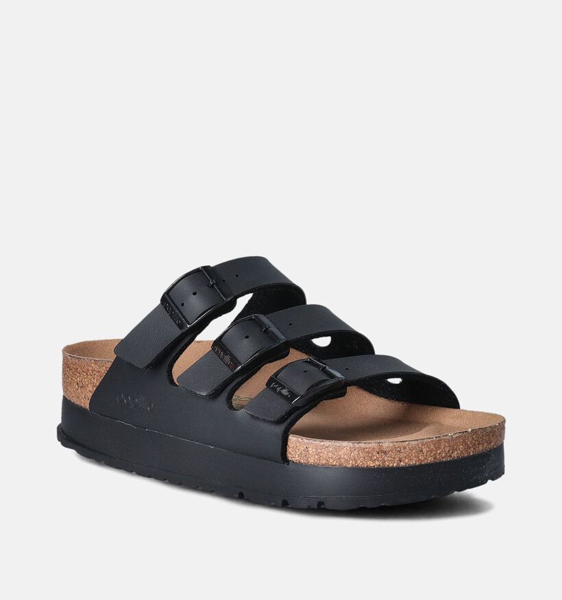 Birkenstock Florida III Pap Flex Platform Zwarte Slippers voor dames (350876)