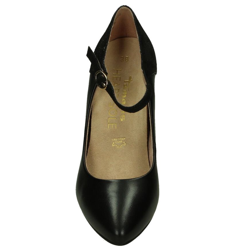 Tamaris Heart & Sole Zwarte Pumps met Bandje in leer (202722)