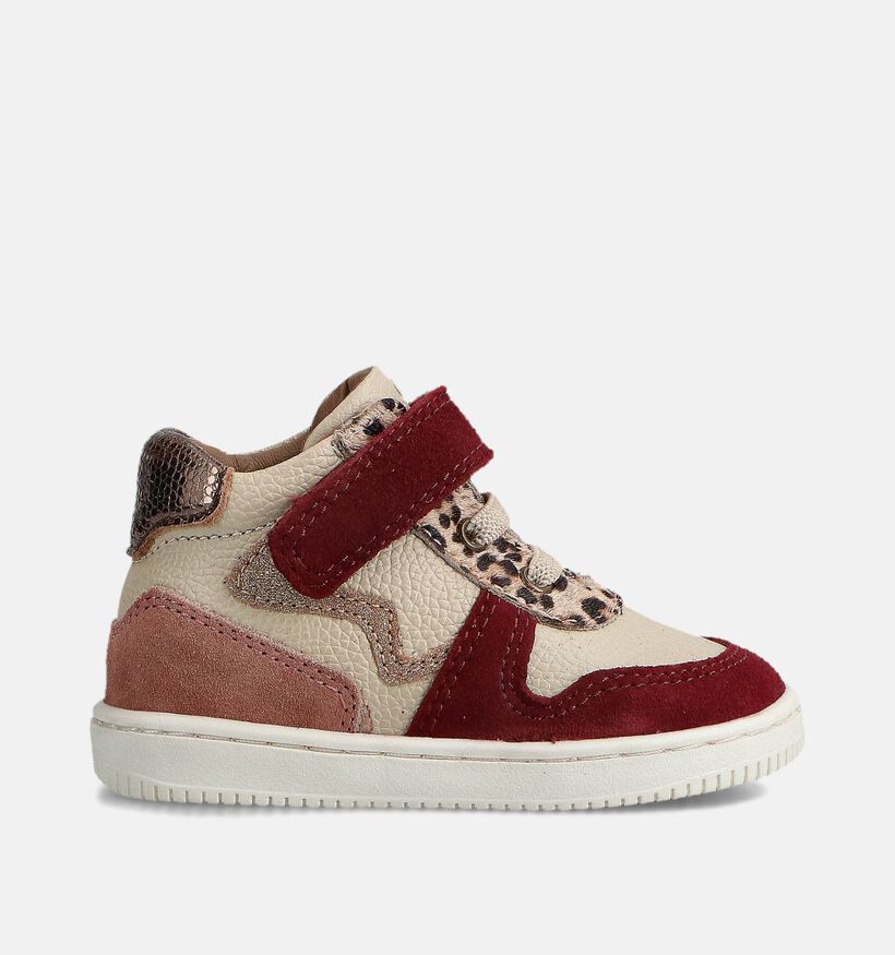 Milo & Mila Baskets en Beige/Bordeaux pour filles (380650) - pour semelles orthop&eacute;diques