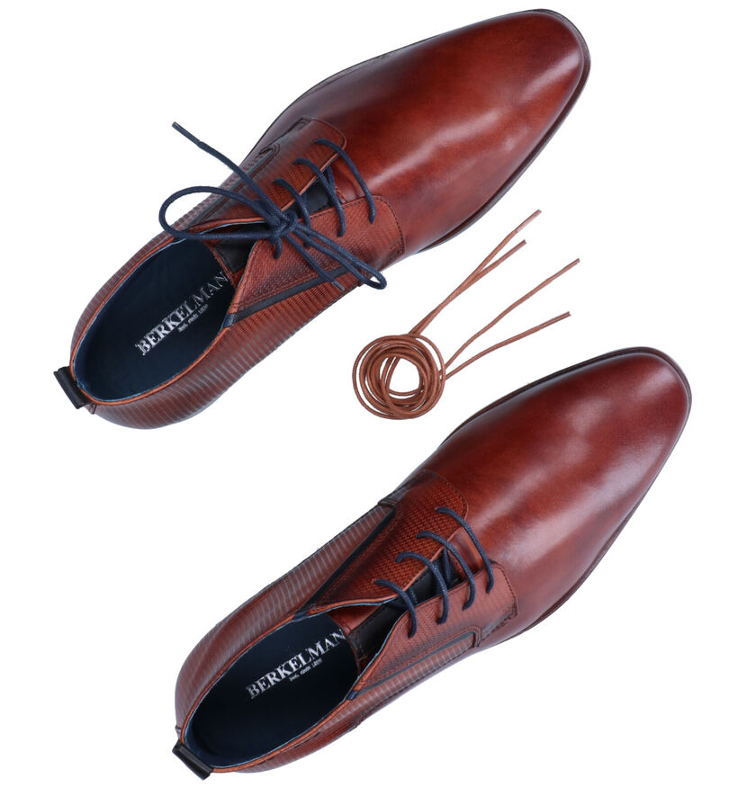 Berkelmans Estoril Chaussures habillées en Cognac pour hommes (342914) - pour semelles orthopédiques