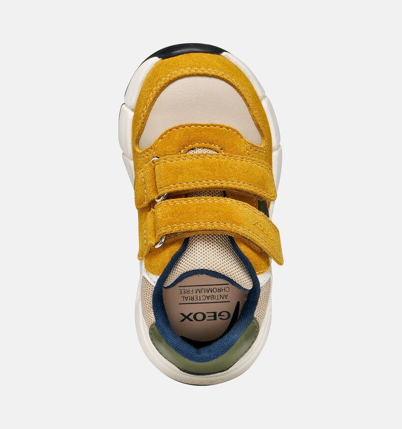 Geox Flexyper Mini Boy Baskets basses en Jaune fonc&eacute; pour gar&ccedil;ons (377712) - pour semelles orthop&eacute;diques