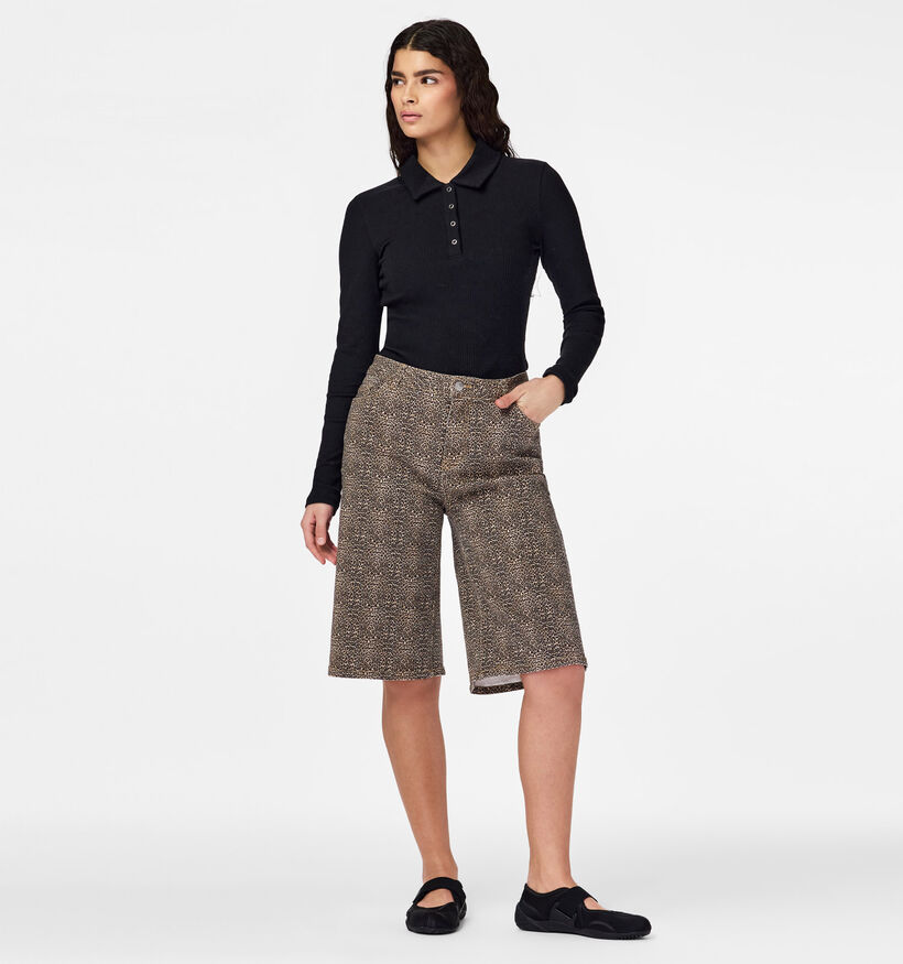 Pieces Salume Denim Leo Short en Marron pour femmes (372376)