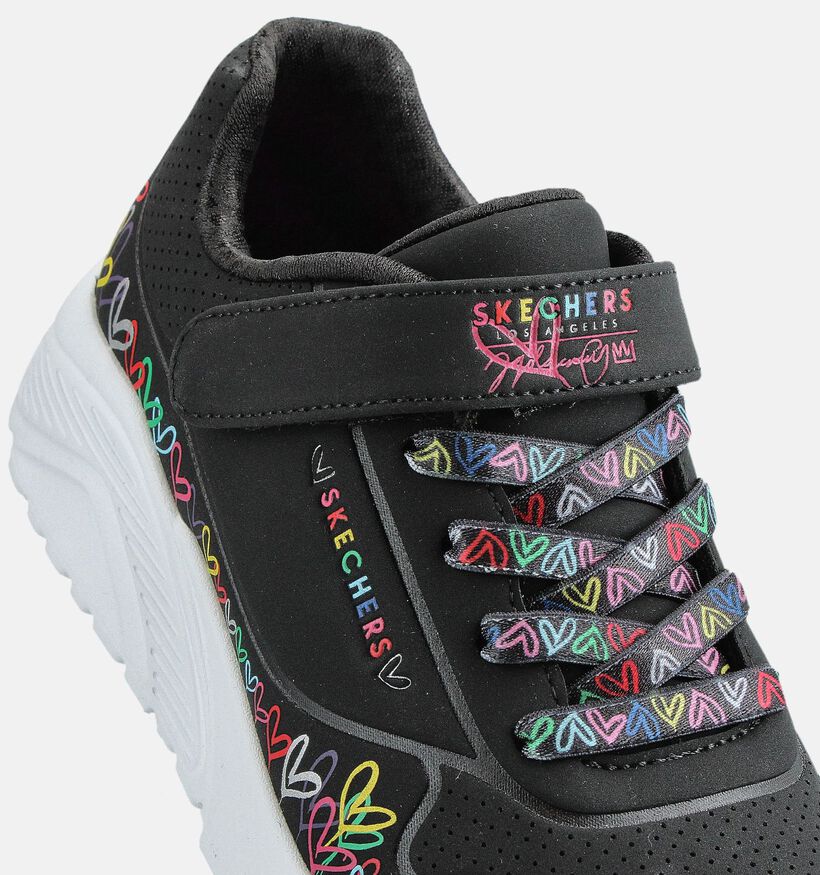 Skechers Uno Lite Baskets basses en Noir Skechers Uno Lite Baskets basses en Noir pour filles (360948) - pour semelles orthopédiques