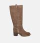 Poelman Taupe Lange Laarzen met Lage Hak voor dames (376083)
