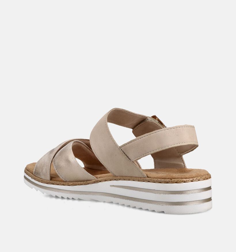 Rieker Sandales compens&eacute;es en Or pour femmes (370382)