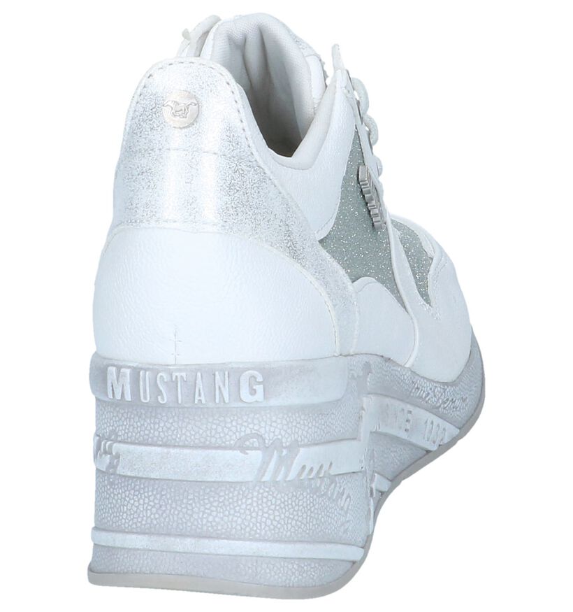 Witte/Zilveren Veterschoenen Mustang in kunstleer (246064)
