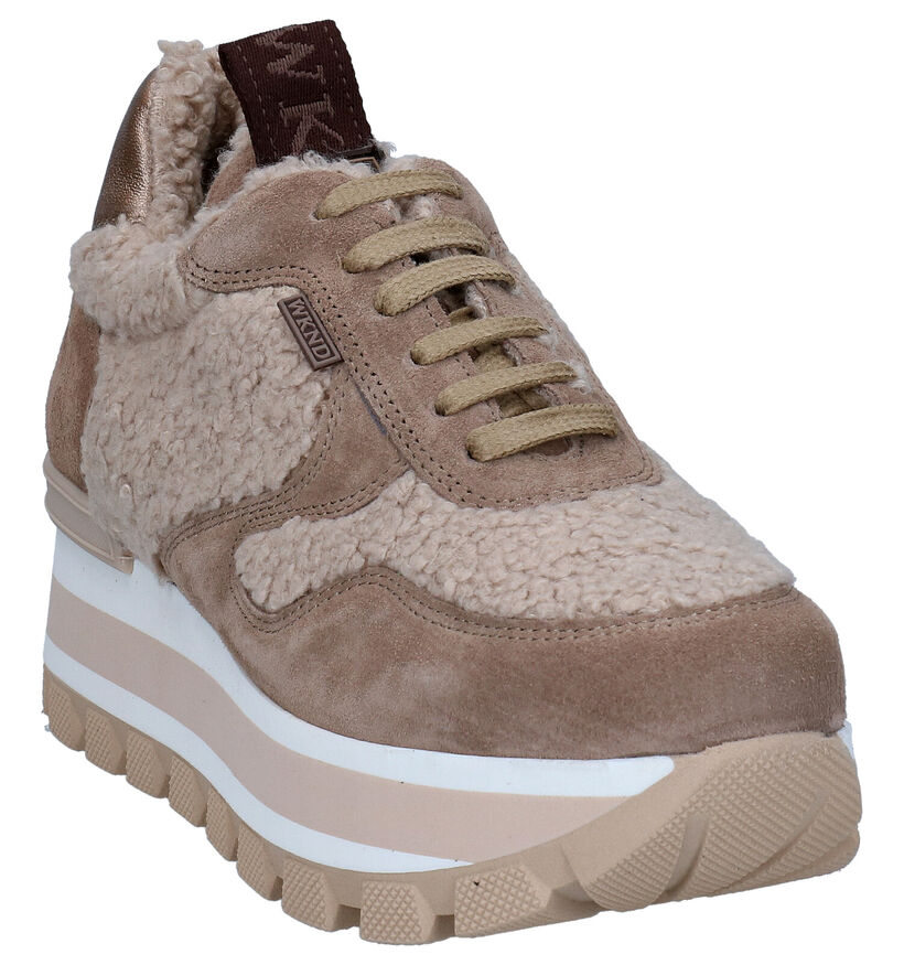 Weekend Taupe Veterschoenen voor dames (298725) - geschikt voor steunzolen