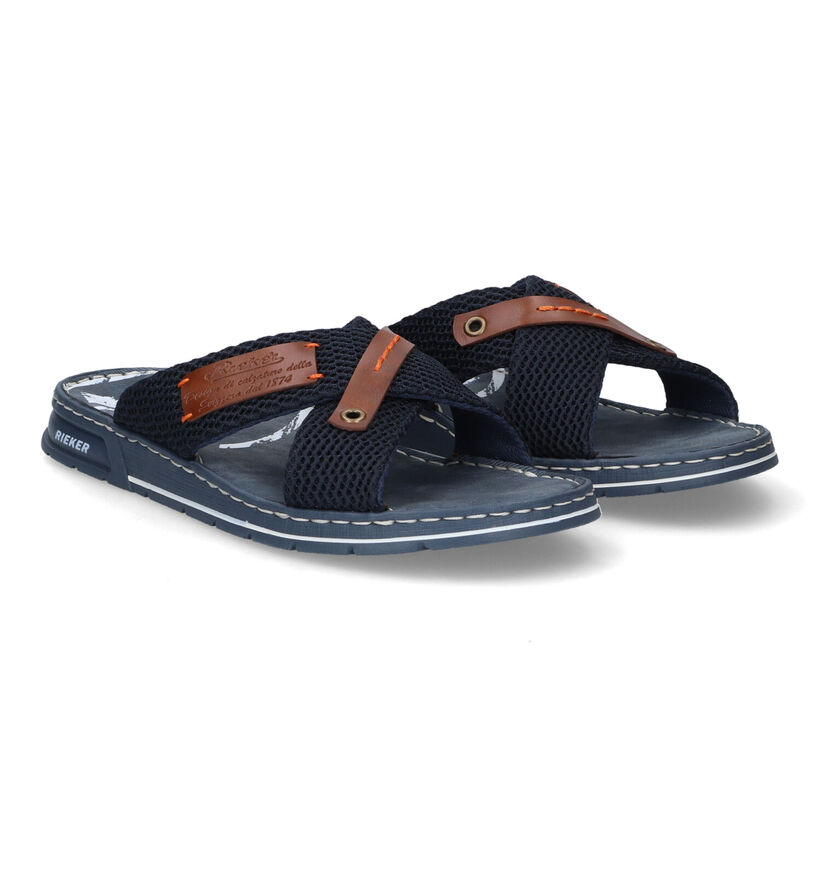 Rieker Blauwe Slippers in stof (308612)