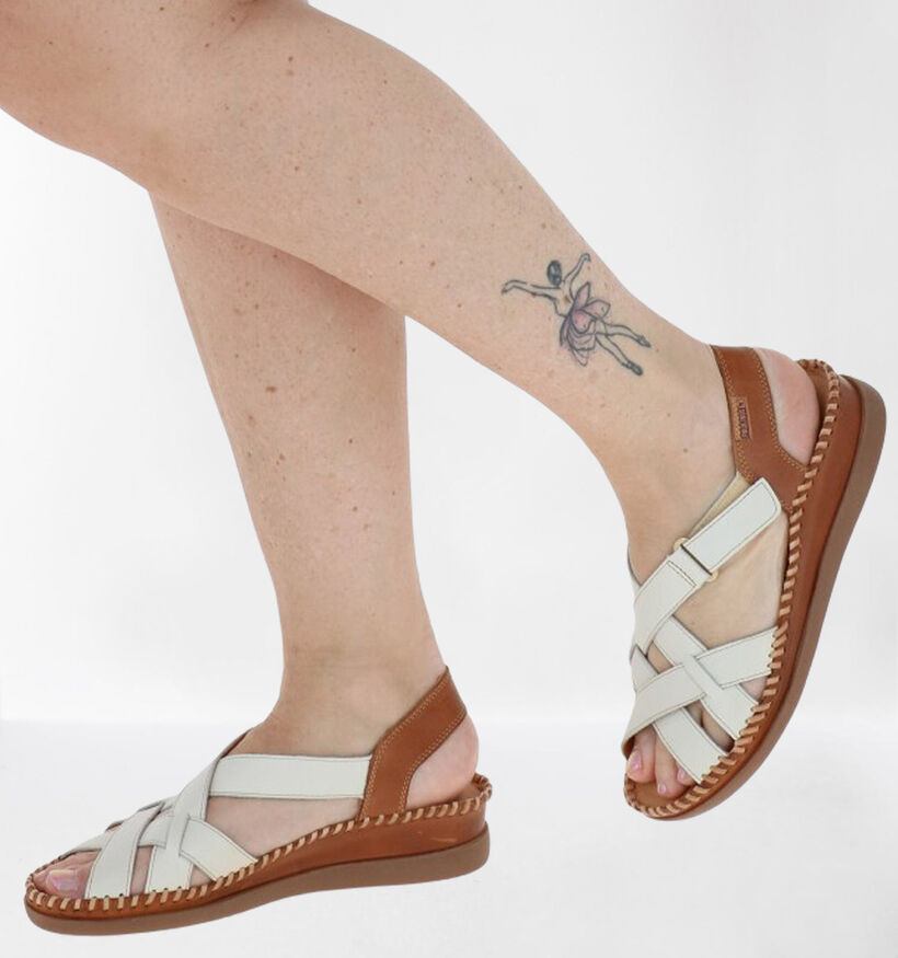 Pikolinos Cadaques Ecru/Cognac Sandalen in leer (289114)