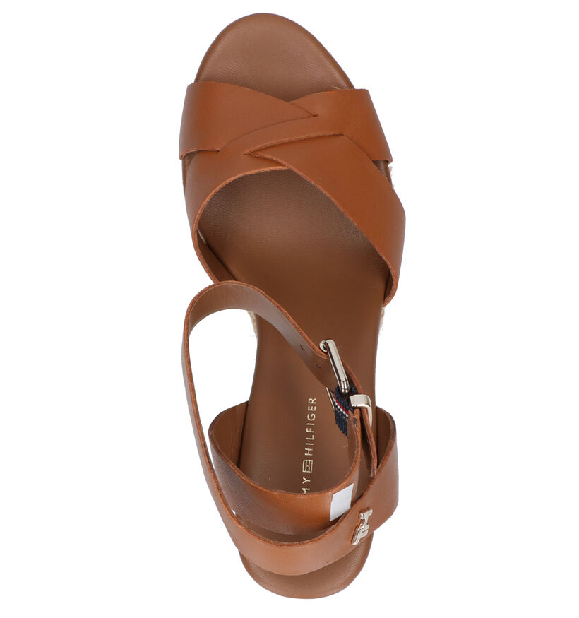 Tommy Hilfiger Raffia Cognac Sandalen in leer (268547)