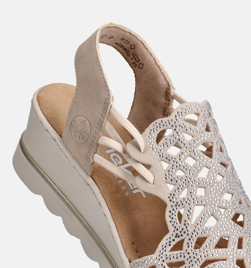 Rieker Sandales compens&eacute;es en Or pour femmes (370417)