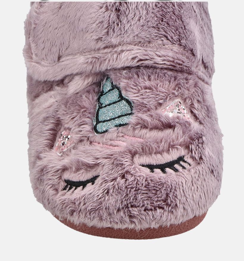Milo & Mila Unicorn Pantoufles en Violet pour filles (381131) - pour semelles orthop&eacute;diques