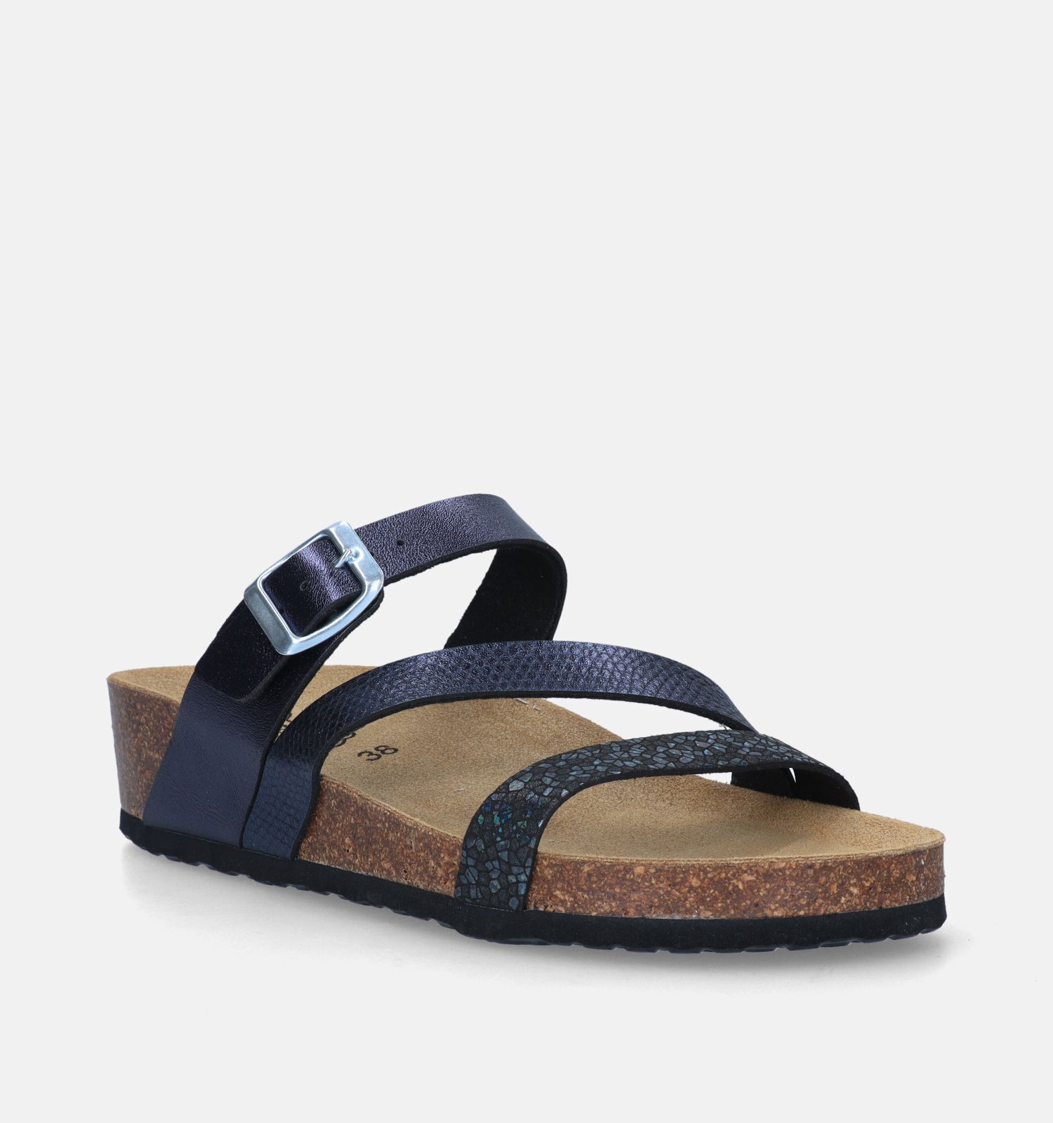 Bio Dream Blauwe Slippers met sleehak Dames Slippers Online op TORFS.BE