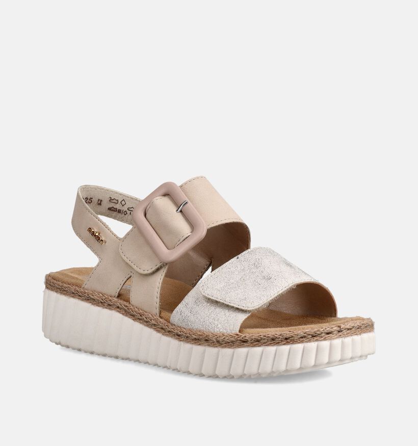 Rieker Sandales compens&eacute;es en Beige pour femmes (370418)