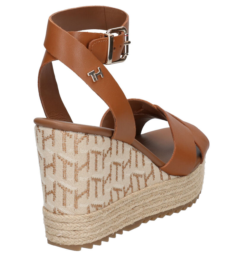 Tommy Hilfiger Raffia Cognac Sandalen in leer (268547)