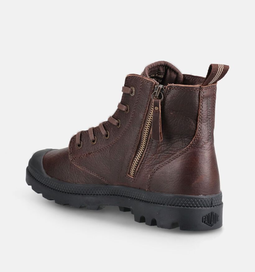 Palladium Pampa Donkerbruine Boots met Veter en Rits voor heren (378426)