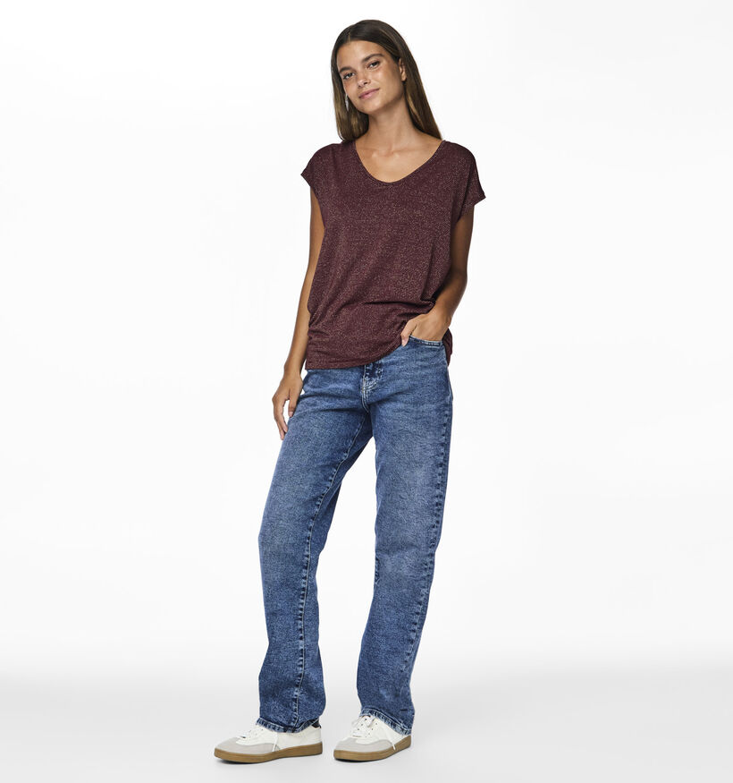 Pieces Bordeaux T-shirt voor dames (361145)