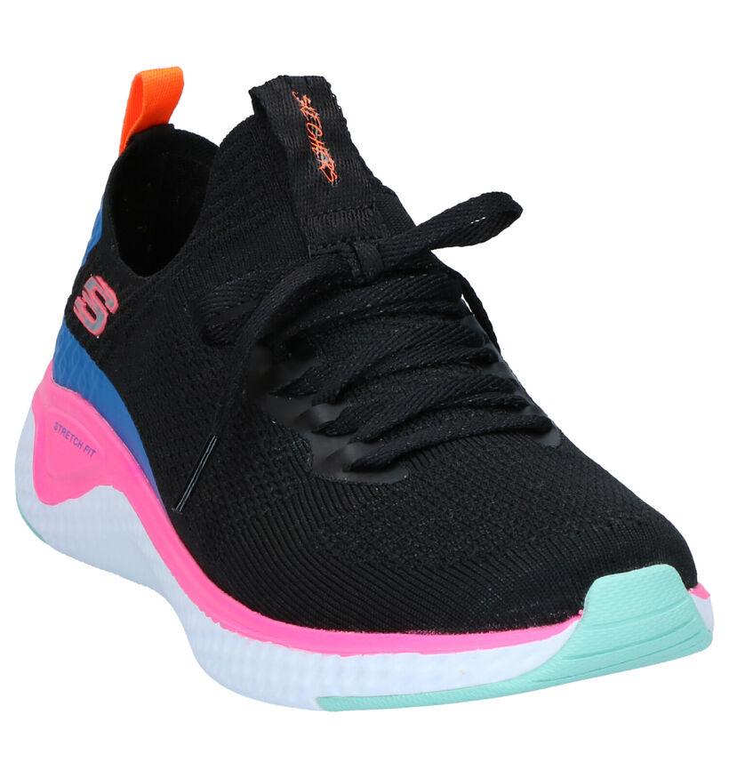Zwarte Slip-on Sneakers Skechers Solar Fuse in stof (266932)